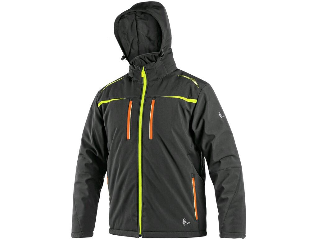 Bunda CXS NORFOLK, zimná, pánska, čierna s HV žlto/oranžovými doplnkami, vel. 2XL